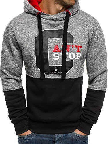 OZONEE Herren Sweatshirt Pullover Kaputzenpullover Motiv Pulli Sweats NATURE 4172 2XL GRAU