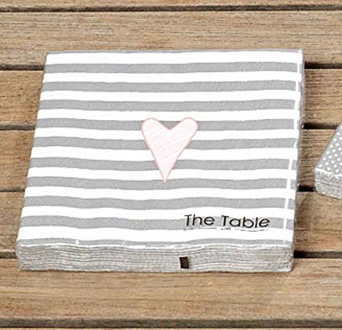 Servietten 20 Stück grau gestreift 3-lagig 33 x 33 cm Papierserviette Serviette