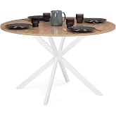 IDMarket Alix Round Dining Table for 4-6 People with Spider Base, Wood and White, 110 cm