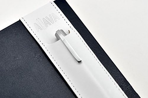 Double Pen Pouch ALJAVA Smart Writing Accessory - Pen Holder for Fountain Pen or Smartens (with Clip) - Leather Pen Case for Moleskine, Leuchtturm or A5 Books (White)