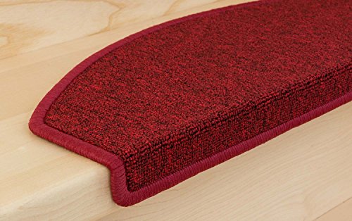 Kettelservice-Metzker® Stufenmatten Treppen-Teppich Astral | Halbrund 65x24cm Trittfläche, inkl. Fleckentferner, Weinrot 15 Stück - 4