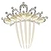 Women's Bridal Wedding Flower Diamante Crystal Rhinestones Pearls Hair Clip Comb (#6)