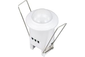 POPP® Electric Detector Mini PIR Sensor de Movimiento de Techo 360º 6M Empotrable Interior Corte ø33MM, 3-2000LUX IP20, Ajustable 10sec.-17min. (Pack 1 Unidad)
