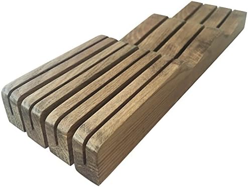 Kihappy Home Kitchen Bamboo Wooden In Drawer Knife Block Set Stand Holder Storage, Light Oak Woodgrain
