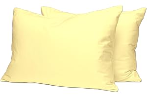 PIZUNA LINENS Pizuna Set di 2 Federe per letto matrimoniale cotone 50x80 cm Giallo Morbido, 400 fili con trama Sateen in 100% Cotone a fiocco lungo Federa cuscino 50x80 (Federa cuscino Giallo Morbido - 2 pezzi)