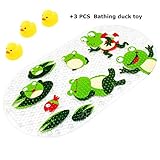 Badematte , PVC Anti-Bakterien Anti-Rutsch-resistente Badewannenmatte mit Saugnäpfen/ Niedliches Cartoon-Muster Badewannenmatte für Kinder Baby (Frosch)