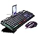 Produktbild Voberry G700 LED Regenbogen Farbe Hintergrundbeleuchtung Gaming-Spiel USB verdrahtete Tastatur Maus Set (Schwarz)