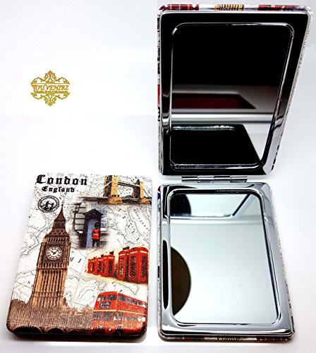 Classic London Souvenir Taschenspiegel Collectible British Souvenir. Speicher/MEMORIA. Distressed. Eine unvergessliche London, England Souvenir. Miroir/Spiegel/Specchio/Espejo. Union Jack London Eye Tower Bridge Big Ben London Bus Telephone Post Box etc. Damen Geldbörse Spiegel Make Up Spiegel Sidebag Spiegel Handtasche Spiegel British Souvenirs Spiegel Kompakt. - 3