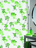 Spirella Frog - Cortina de Ducha de Tela (200 x 180 cm, poliéster), Color Blanco con diseño...