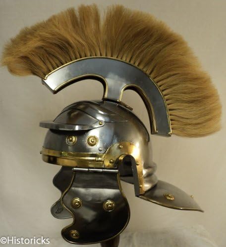 Roman Centurion Helmet (thick natural plume) re-enactment / larp / role-play