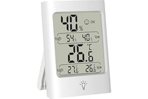 NEWUPZSI Mini thermomètre numérique à hygromètre min max intérieur blanc thermomètre de température et d'humidité thermomètre d'intérieur pour serre de chambre