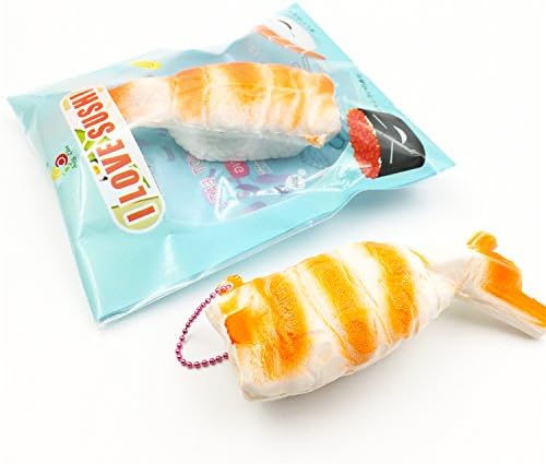 Kawaii4girl Shrimp Sushi Squishy Original Package Kids Pretend Play SeaFood Soft Toys Cellphone Charm Squishy