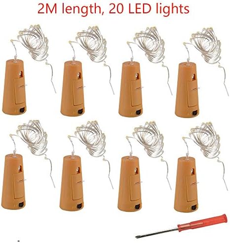 8pcs 2m 20 LED Cork Shaped LED Bottle Lights Copper Wire Stopper With 20 Micro String Lights LED Fairy Lights for Bottle DIY Decor, Outdoor BBQ, Gathering, Party,Decoration,Wedding, Holiday, 6.6 Feet(Cool White)