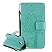 Produktbild Leweiany Samsung Galaxy J7 2017 Hülle, Leder Flip Brieftasche, Handytasche Samsung Galaxy J7 2017 Schutzhülle PU Leder Flip Wallet Cover in Book Style Stand Case Card Slot Leder Tasche Case Karteneinschub mit Magnetverschluss Kratzfestes in Hellgrün Katze und Baum Geprägt Muster Luxus Premium Lederhülle Handy Slim Standhülle Brieftasche Etui Schale für Samsung Galaxy J7 2017
