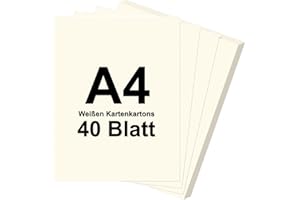 ‎RONEKY Creme Weiß Bastelkarton A4（21.59 x 27.94 CM）, Kartonpapier Druckerpapier, 40 Blatt Creme Weiß Bastelpapier für Bastelarbeiten, Kunsthandwerk, Visitenkarten, Einladungen, DIY-Kartenherstellung