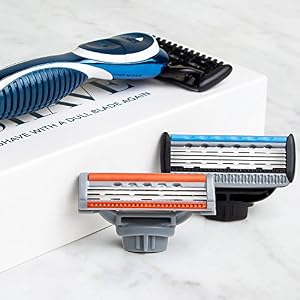 QSHAVE Men's Manual Shaving Razor,1pc Refill X3 blade, 1pc Refill X5 Cartridge& 1pc handle - Image 7
