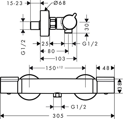 Hansgrohe 15368000 - Mezclador de la ducha termostática cromada Versostat²