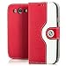 Produktbild Saxonia Flip Case Tasche Samsung Galaxy S3 Hülle Schutzhülle Elegante Handytasche mit Kartenfach Standfunktion Farbe Rot-Weiß