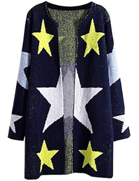 Manica Lunga Aperto Cardigan Stelle Modello Maglia Cappotto Maglione Delle Donne