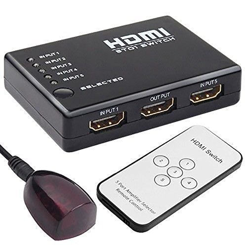 mondpalast 5 Puerto HDMI Switch conmutador Selector + control remoto para DVD/STB/PS3/PC/ DV/Video Proyectores DLP