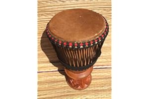 AFRICAN MUSICAL INSTRUMENTS Genuine African Bougarabou Drum - cowskin with hair. With 3 free instruments worth £28