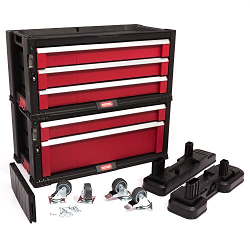 Keter 5 Drawer Tool Chest Set Acetal Slides, 1 Stück, schwarz / rot / silber, 17199301 - 4