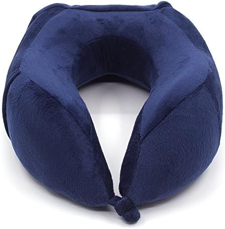 Cottile Memory Foam Neck Pillow &amp; Travel Neck Pillow with Unique Designed Attached Carray Bag in one for Airplane and Home Use, Blue