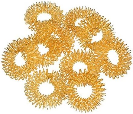 10Pcs Gold Silver Finger Acupuncture Massage Ring Therapy Massager Relaxation by Abcshop99 (Gold)