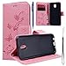 Produktbild Yokata Samsung Galaxy J5 2017 Hülle Leder Premium Handyhülle Handy Schutzhülle Flip Case Wallet Tasche Handytasche mit Kartenfach Ständer Halter und Magnetverschluss Brieftasche Etui Schale Weiche Silikon Backcover Innere Lotus Blumen Schmetterling Muster Motiv Schutz für Samsung Galaxy J5 2017 (5,2 Zoll SM-J530F) Cover + 1 x Yokata Kapazitive Feder - Rosa Pink