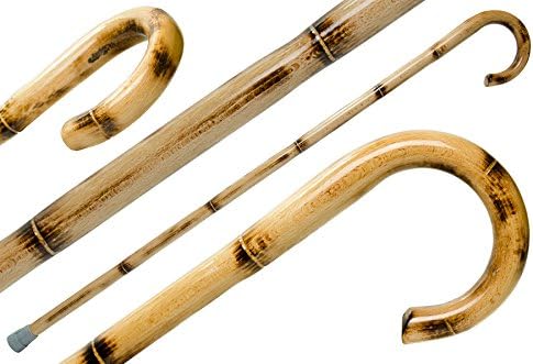Stunning BEND BAMBOO Like Wooden Walking Stick / Cane / Crook (Natural, Tan) hand crafted!