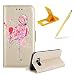 Produktbild Mädchen Schönen Bling Glitzer Pink Flamingo Malerei Muster Hüllen Für Samsung Galaxy S8 Plus, Herzzer Rundum Schutz Schale PU Leder Ständer Tasche Etui Flip mit Stoßfest Magnet Kartenfächer und Weiche Innere Silikon TPU Bumper Smartphone Case Cover Samsung Galaxy S8 Plus Handyhüllen - Gold