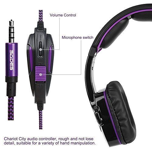Sa930 3 5mm Stereo Gaming Headset con microfono sobre la oreja los auriculares para PC   MAC   PS4  morado 