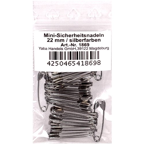 36 Stück Mini Sicherheitsnadeln 22 mm, klein, silberfarben, Nadel Nadeln, 1869/(22 mm)