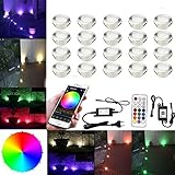 Multifunktionales Led Bodeneinbaustrahler:Sie können die Helligkeit, Farbe und Blinkgeschwindigkeit der Lichter per Controller oder App anpassen,16 Millionen Farben, Anpassung an Musik, Helligkeitsverstellbar, Timer Funktion