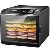 Aicook Dörrautomat mit Digitaler LED Temperaturregler|35-70℃ + Timer|19.5 Stunde, Dörrgerät mit 6 Etagen aus Edelstahl für Lebensmittel, Obst- Fleisch- Früchte-Trockner, Dehydrator, BPA-frei, 500W