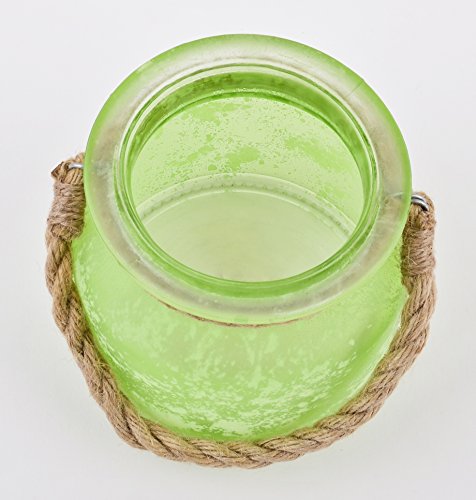 Windlicht Teelichtglas mit Kordel Glas 11x11x11cm (grün) - 2