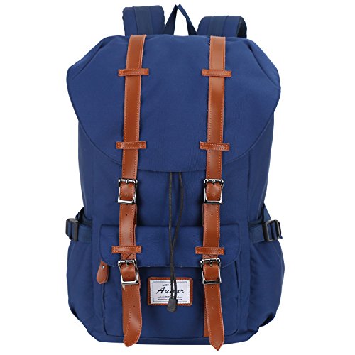 KIPTOP Nylon Vintage Rucksacke Laptoprucksack Damen Herren Schulrucksack Retro Backpack für Campus Studenten und Outdoor Reisen Wandern mit Großer Kapazität - 2