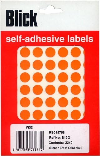 Blick Value Pack Labels 13mm Diameter 2240 Per Pack Orange