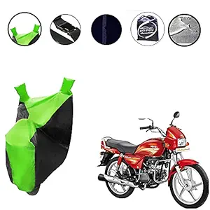 Auto Pearl - Water Proof PVC Matty Neon Green & Blue Bike Body Cover with Mirror Pockets, Buckle Belt, Carry Bag -Splendor Plus