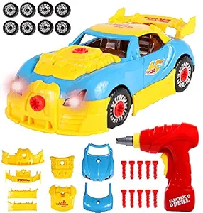 MWG Exports Co Take-A-Part Build Your Own Toy Cars Race Car with Play Drill & Vehicle Modification Kit 30 Pieces (661-184)