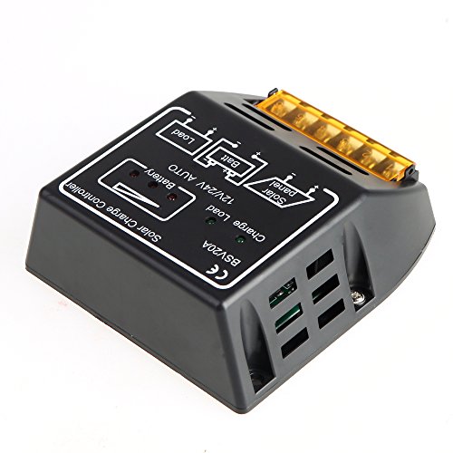 Anself 20A 12V/24V Solar Panel Batterie Regulator Solar-Laderegler Sicherer Schwarz (20A) - 4