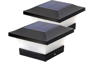 Lot de 2 lampes solaires LED pour poteaux en bois de 10 x 10 cm - Étanche - Blanc Daylight 6000 K