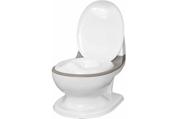 Nuby My Real Potty- Pot Facile à Nettoyer avec Bruit de Rinçage pour Enfants à Partir de 18 Mois, Gris