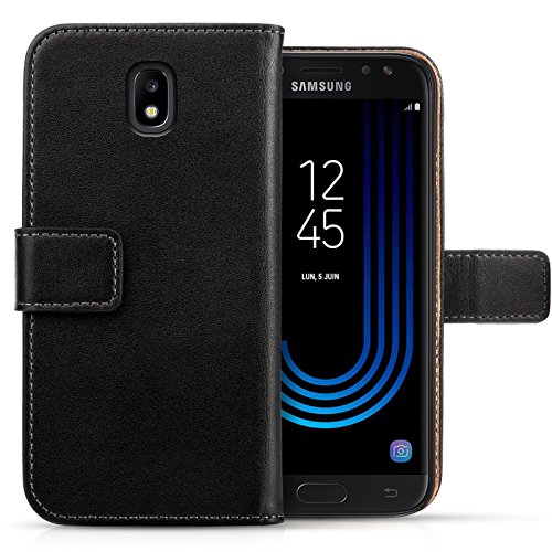 Samsung-Galaxy-J5-2017-Case-By-Centopi-Cash-Card-Slots-Real-Leather-Wallet-Full-Body-Cover-Black