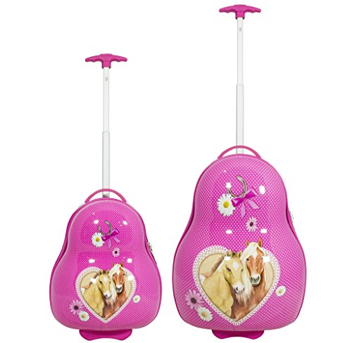 Preisvergleich Produktbild Kinder Kofferset 2tlg - Kinder Reiseset verschiedene Motive (Motive Pferde)