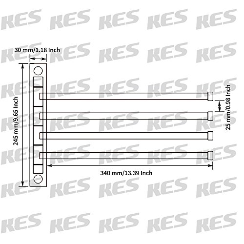 KES Bad Handtuchhalter mit 4 Armen Wandhalterung SUS 304 Edelstahl Gebürstete Oberfläche, A2102C-2 - 8
