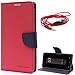 DMG Diary PU Leather Flip Cover Wallet Stand Case for Micromax A106 Unite 2 (Magenta) + 3.5mm Flat AUX Cable with Mic RS.399.00