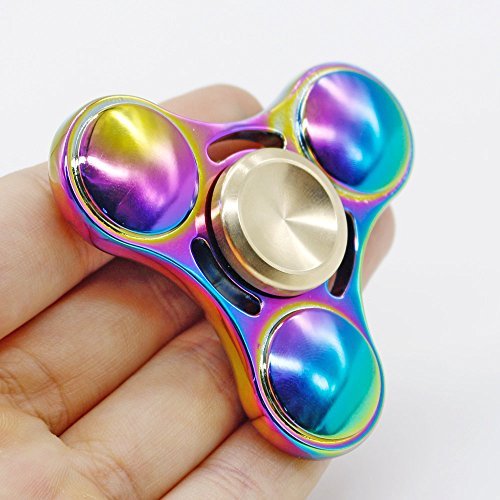 ATZ Neuer Regenbogen-Farbmetall Tri-Fidget Spinner mit schwarzer Geschenkbox kann über 6 Minuten drehen Ruhig und glatt Einzigartiges Design EDC Hand Spinner Spielzeug - 3