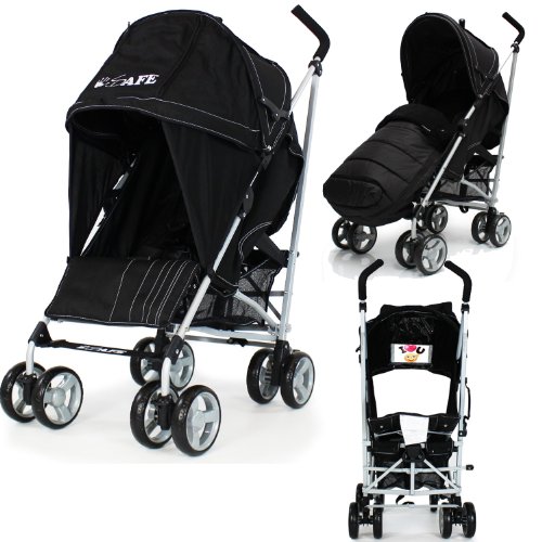 Baby Stroller iSafe Media Viewing Buggy Pushchair - Black Complete With + Deluxe 2in1 footmuff + Raincover