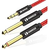 LinkinPerk Doppel-6,35 mm Monokabel, 1/4 auf 1/8 Zoll 3,5 mm auf 2 x 6,35 mm Kabel Audio Splitter, Digitales Interface-Kabel 